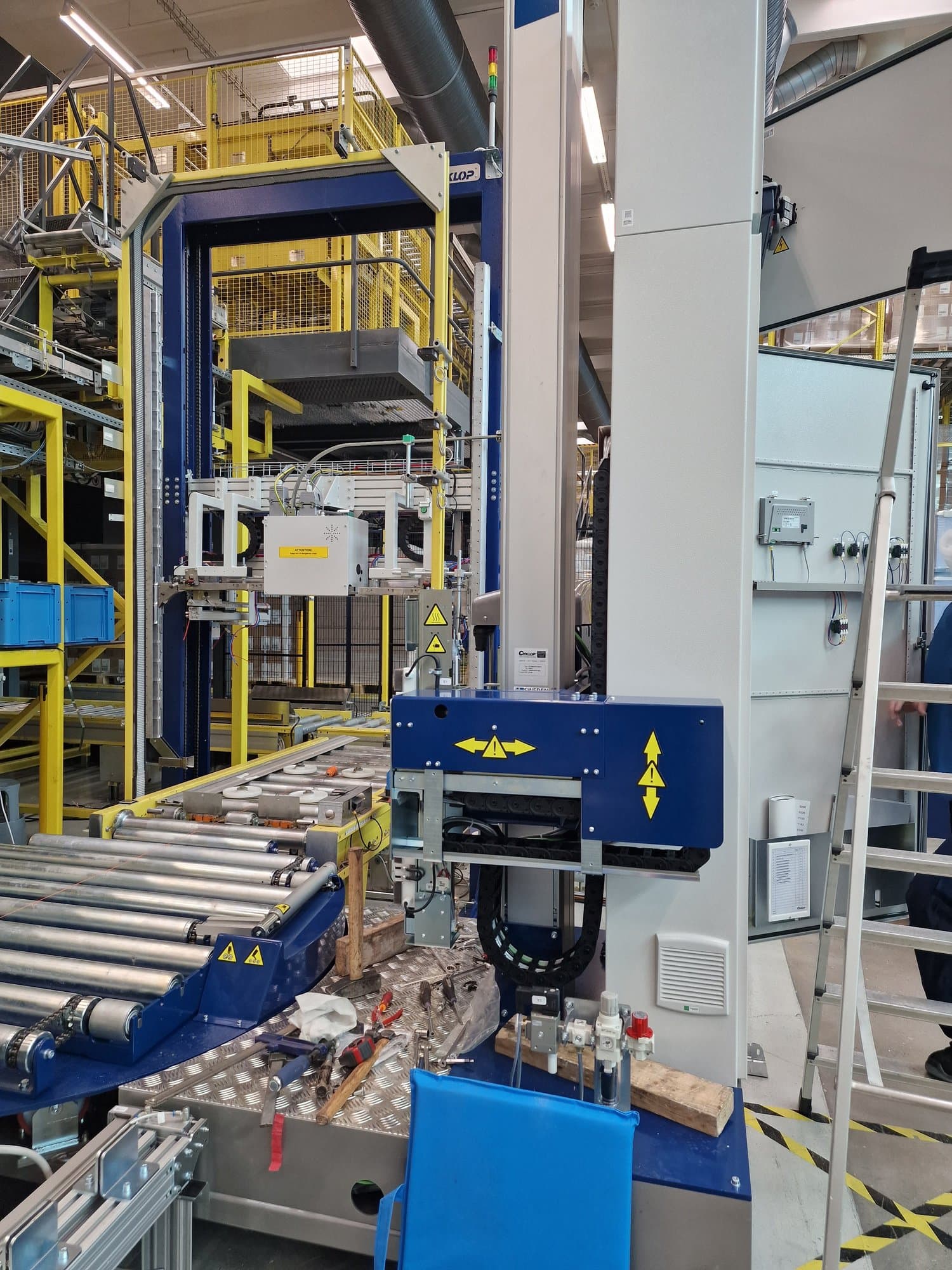 Industrial production line during installation